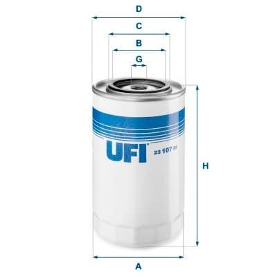 UFI 23.107.01 Filtre à huile pour IVECO Zeta 79-10 V, 79-10 H 3/4-16 UNF, Filtre vissé